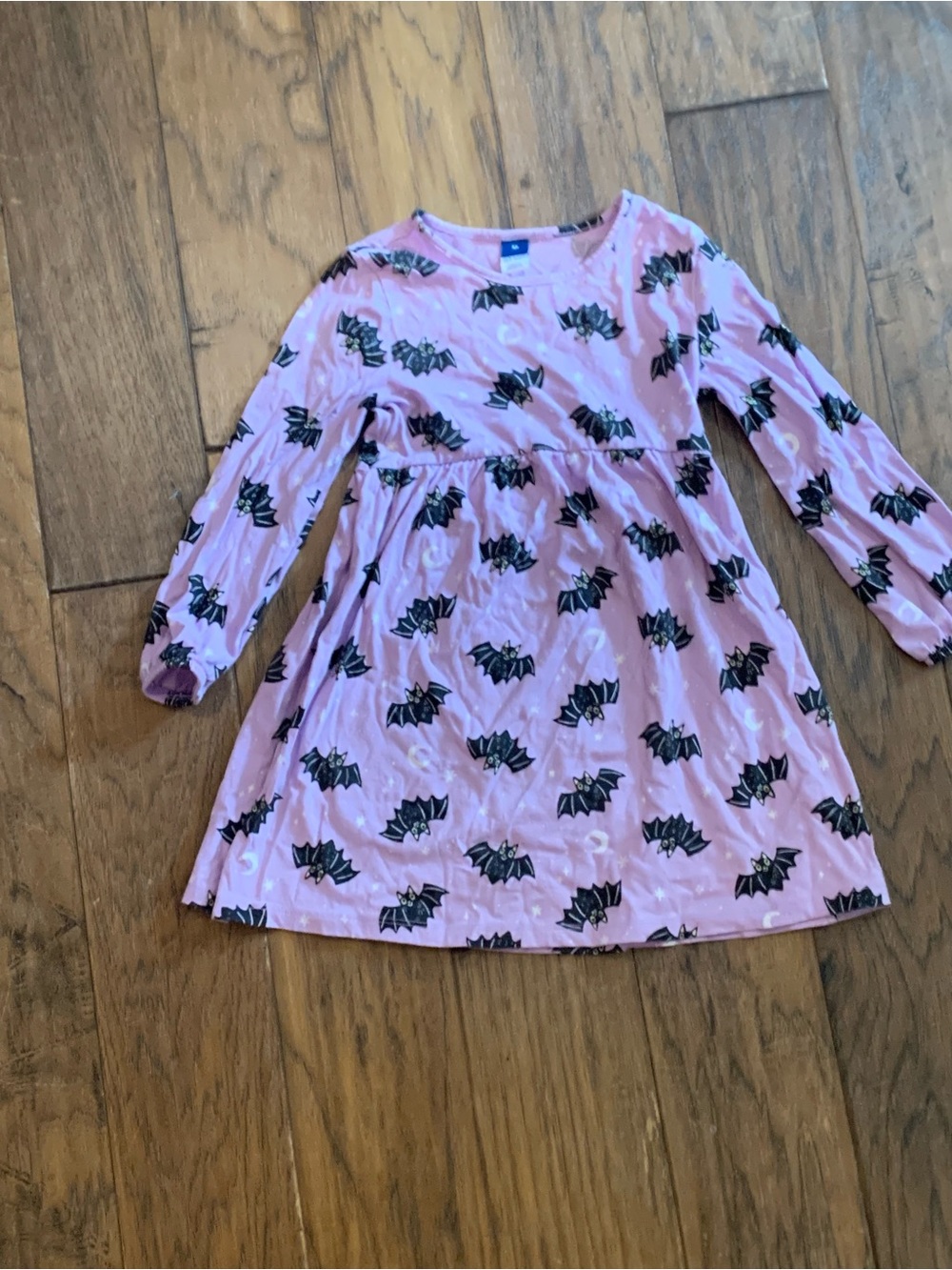 Girls Purple Long-Sleeve Bat Print Dress
